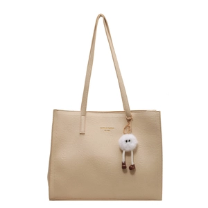 Grand sac cabas beige en similicuir texturé avec lettrage doré Sunita & Fashion