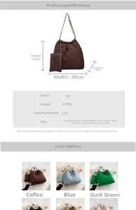 Spécifications de taille et options de couleur pour le grand sac fourre-tout en tissu Oxford