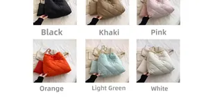 Sac seau matelassé en nylon disponible en noir, kaki, rose, orange, vert clair et blanc