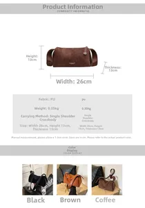 Specifiche delle dimensioni e opzioni colore per la borsa a bauletto vintage in PU