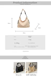 Detailed dimension guide for large Oxford cloth tote bag showing 39x29x19cm size and 0.39kg weight