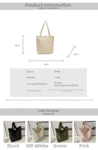 Detailed size chart and multi-color options for this large nylon tote bag