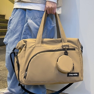 Khaki Reisetasche mit großer Kapazität, abnehmbarem Münzfach und Umhängegurt für Damen