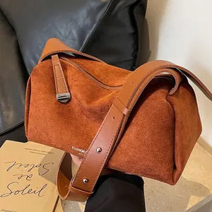 Borsa a Cuscino in Pelle PU Smerigliata Vintage per Donna Moda Stampa a Lettere Borsa a Tracolla Casual Quotidiana Streetwear