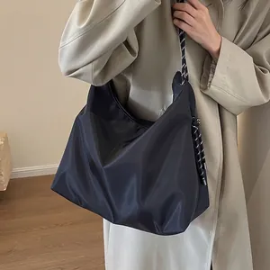 Large Capacity Nylon Tote Bag For Women Casual Shoulder Hobo Bag with Braided Rope Straps Waterproof Commuter Travel Handbag