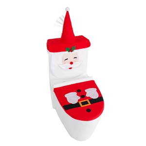 Housse de siège de toilette et réservoir Père Noël pour décoration de salle de bain