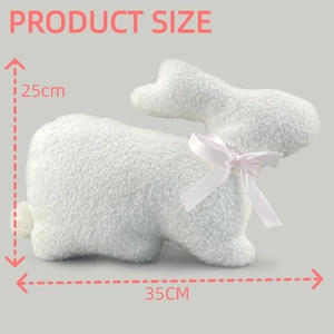 Easter bunny plush pillow dimension guide showing 25cm height and 35cm length