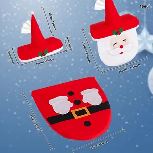 Ensemble de housses de toilette Père Noël avec tapis pour décoration de salle de bain