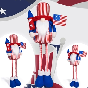 Detail of telescopic legs on American Independence Day gnome with red and white stripes