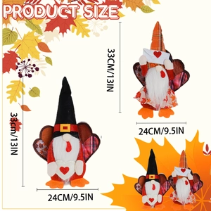 Fall gnomes plush decorations for Thanksgiving with autumn maple leaf design 33cm size