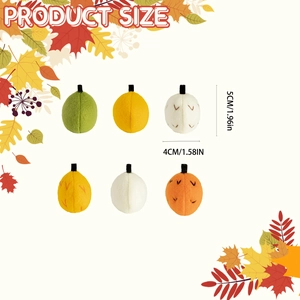 Set of 6 handcrafted wool felt pumpkin ornaments in autumn colors for decoration