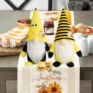 Honeybee Festival Gnome Plush Doll Daisy Faceless Rudolf Ornament For Home Spring Decor Yellow Black Polyester Doll