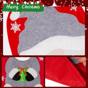 Festive Christmas stocking with gnome applique and snowflake embroidery on red felt