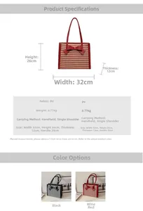 Specifiche dettagliate delle dimensioni per borsa tote in PU con fiocco e motivo pied de poule