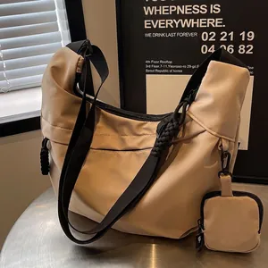Large Capacity Nylon Hobo Bag For Women Casual Dumpling Shape Crossbody Bag With Detachable Coin Purse Wide Strap Handbag