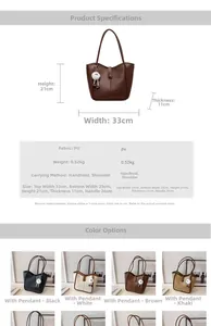 Tabella taglie dettagliata e specifiche materiali per la borsa tote in pelle PU minimal