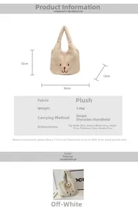Detaillierte Größentabelle und Maße der Plüschbärtasche mit 39 cm Breite und 31 cm Höhe