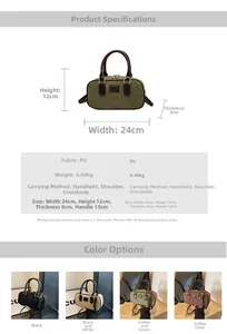 Guida alle taglie della borsa vintage in pelle PU con dimensioni 24x12x8cm e varie funzioni