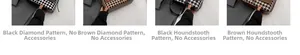 Texture details of diamond check and houndstooth patterns on women's tote bags
