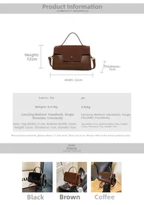 Detailed view of vintage crossbody bag showing dimensions and leather texture details