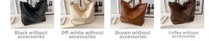 Collage of leather tote bags in black, cream, brown, and coffee colors