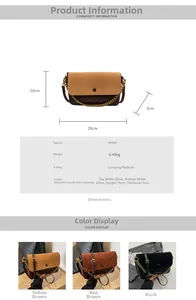 Detailed view of velvet crossbody bag features size specs and three retro color options