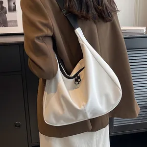 Sac Bandoulière en Toile pour Femme Grande Capacité Minimaliste Hobo Tote Travail Quotidien Bandoulière Réglable Sac à Main