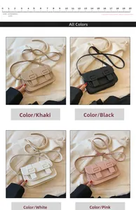 Detailed comparison of khaki, black, white, and pink leather crossbody bags for women