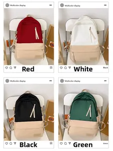 Détails des sacs à dos minimalistes en nylon disponibles en rouge, blanc, noir et vert