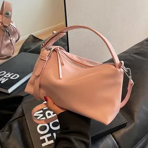 High Texture Women PU Leather Pillow Crossbody Bag Fashion Zipper Small Shoulder Handbag Versatile Daily Ladies Satchel