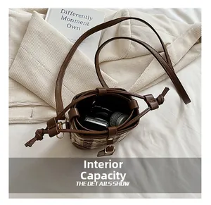 Top view of mini bucket bag showing internal capacity for daily essentials