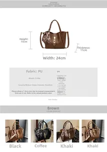 Detailed size specifications for women's bucket bag with four color options and silk bow