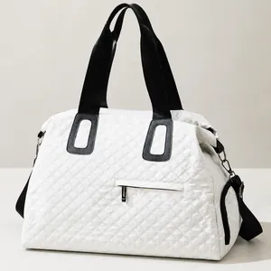 Large Capacity Quilted Oxford Cloth Travel Bag For Women Men Water Repellent Gym Bag With Shoe Compartment Duffel Bag