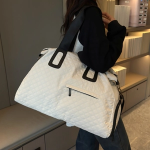 Bolsa de Viaje de Tela Oxford Acolchada de Gran Capacidad para Mujeres Hombres Bolsa de Gimnasio Repelente Al Agua Con Compartimento