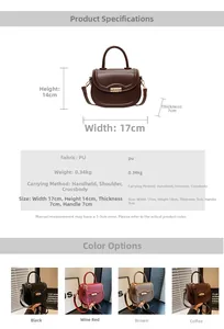 Detailed view of vintage PU saddle bag dimensions 17x14x7cm and four color options