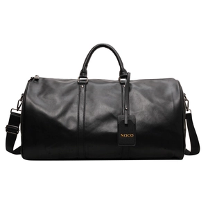 Black large capacity travel bag with top handles, shoulder strap and gold NOCO tag