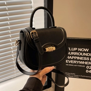 Vintage PU Leather Saddle Crossbody Bag For Women Fashion Small Handbag With Metal Lock Elegant Shoulder Bag For Daily Commuting Travel