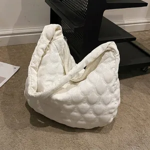 Women Quilted Large Capacity Tote Bag Urban Simple Nylon Shoulder Bag Casual Commuter Hobo Handbag Crossbody Bag For Autumn