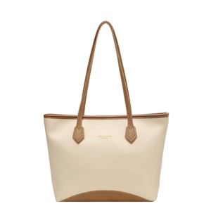 Grand sac cabas Maillard en cuir beige et marron avec bandoulière pour femmes