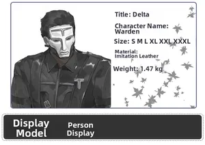 Specifiche dettagliate per il costume cosplay Delta Action Warden in ecopelle nera