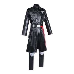 Costume cosplay Delta Force Warden Gherros in ecopelle nera con accenti di colore rosso
