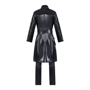 Costume Cosplay Delta Force Warden cappotto lungo nero in ecopelle vista posteriore