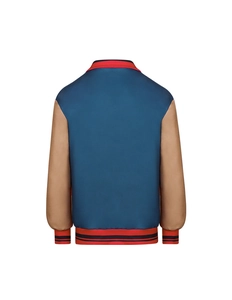 Vue arrière du blouson Stranger Things Will Byers bleu avec manches marron contrastées