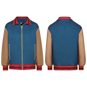 Veste Bomber Rétro à Blocs de Couleurs en Polyester avec Fermeture Éclair et Bord-côte Rayé pour Hommes Femmes Cosplay Halloween Vêtements Décontractés