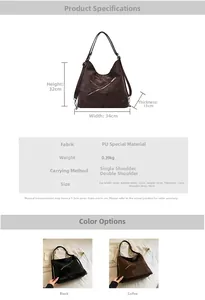 Detail view of vintage PU leather tote showing wrinkled texture and metal zipper pockets