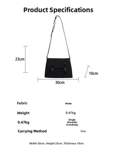 Detailed size chart for black frosted tote bag showing 30x23x10cm dimensions