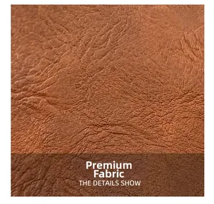 Macro shot showcasing high-quality brown leather fabric with rich natural texture
