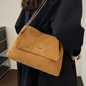 Women Vintage PU Leather Shoulder Bag Large Capacity Crossbody Tote Bag Chain Strap Flap Style Commuting Fashion Accessories