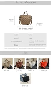 Tabella delle taglie e specifiche dettagliate della borsa tote grande in nylon trapuntato