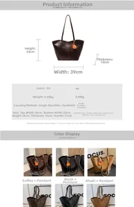 Detailed dimensions and PU material specifications for the large vintage tote bag